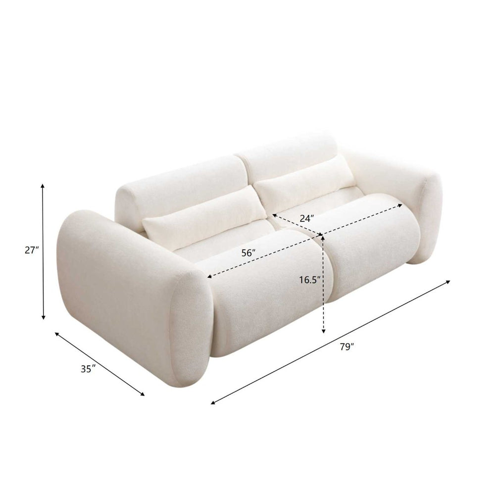 English Elm 79 in Boucle Cloud Sofa Curved 3 Seat Sculptural Living Room Upholstered Modern White N773P368372W