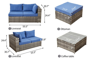 English Elm Patio Sofa With All-Weather Cushions For Stylish Outdoor Relaxation And Entertaining Spaces B205S00063-GIGA