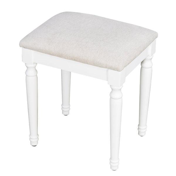 English Elm 44.37 Inch Hollywood Led Vanity Desk Tri-fold Mirror Bamboo Drawers Bedroom White N704P342558K