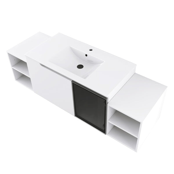 English Elm 60" Freestanding Double Sink Bathroom Vanity with Soft-close Doors and Three Drawers W999S00531