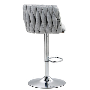English Elm 360° Swivel Bar Stools Set of 2 with High-Rebound Cushions, Adjustable Counter Height, Sleek Chrome Frame for Kitchen Island and Cafe Seating Gray W2215P184994