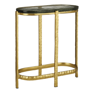 Acea Gold Side Table - Handcrafted Cast Aluminum and Glass Accent for Modern Home Elegance