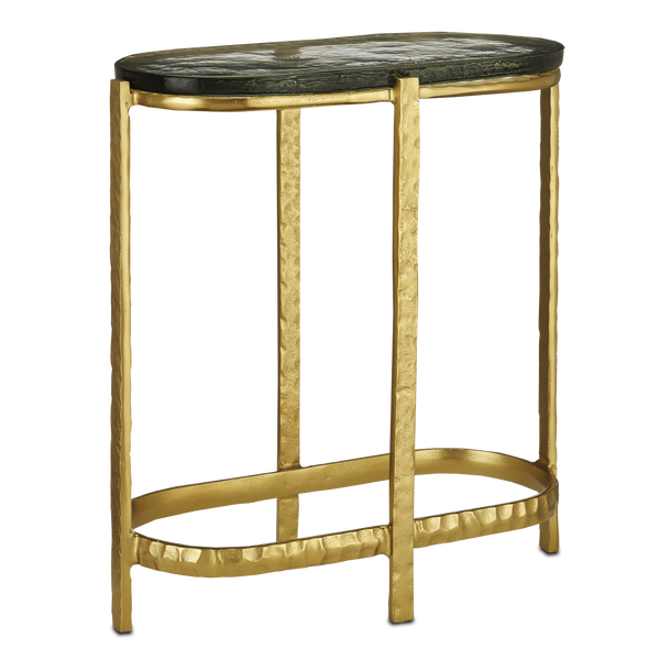 Acea Gold Side Table - Handcrafted Cast Aluminum and Glass Accent for Modern Home Elegance