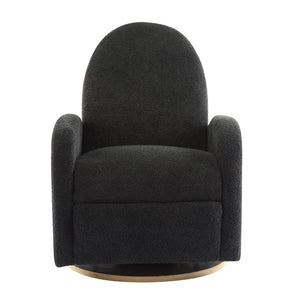English Elm 360 Swivel Glider Recliner with Solid Wood Base Contemporary Upholstered Lounge Chair Black N771P363407H