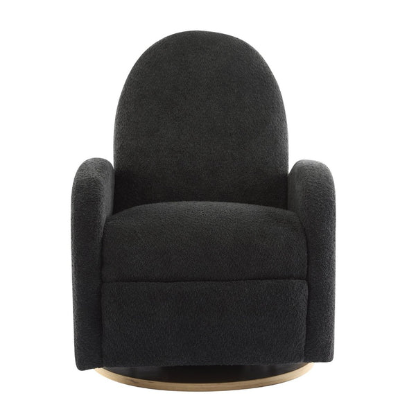 English Elm 360 Swivel Glider Recliner with Solid Wood Base Contemporary Upholstered Lounge Chair Black N771P363407H