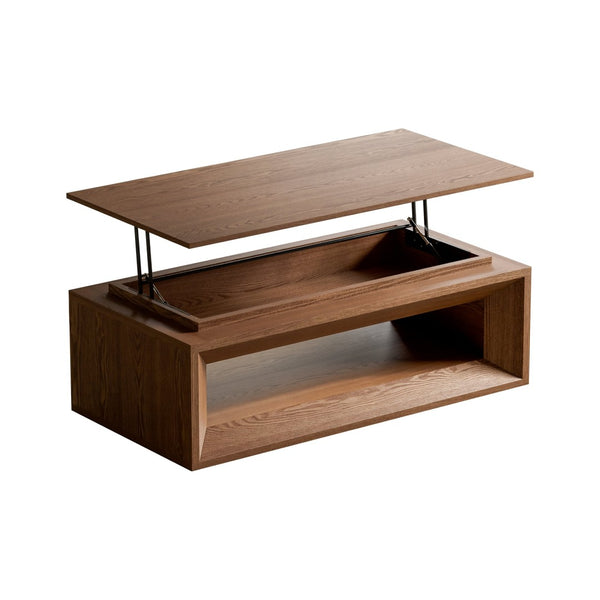 English Elm 43.3'' Wood Veneer Lift Top Coffee Table with Hidden Storage for Living Room Walnut W1435P453255