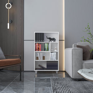 English Elm Bookcase with Six Spacious Shelves and Sturdy Legs for Compact Rooms, Durable Engineered Wood Design White 37.01 L x 25.2 W x 2.76 H B097P250870