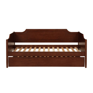 English Elm Wood Twin Daybed with Trundle Cherry Veneer Camelback Frame for Guest Rooms B016P460713