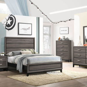 English Elm Cabrillo Grey Oak Full Panel Bed with 3D Foil Veneer, Easy-Clean Finish & Dark Grooved Detail B062S01321