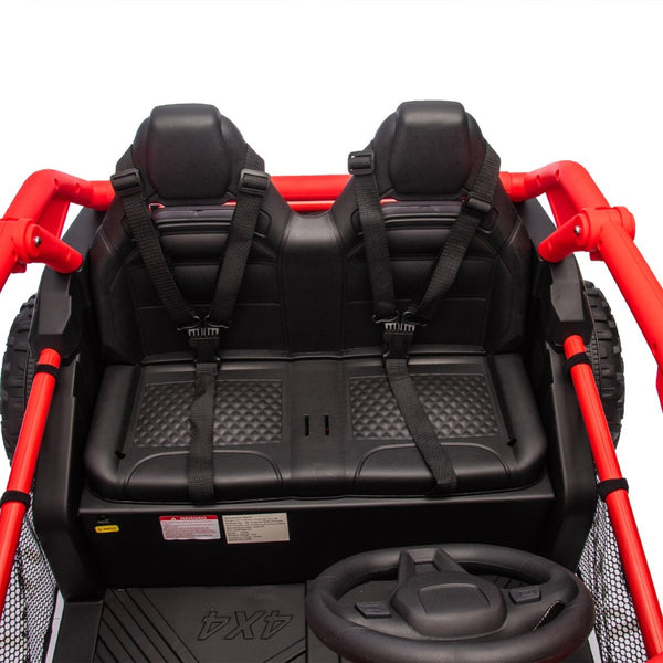 English Elm 24v Two Seater Kids Utv with Parental Remote Dual Motors Four Wheel Suspension Led Red W1578P198433