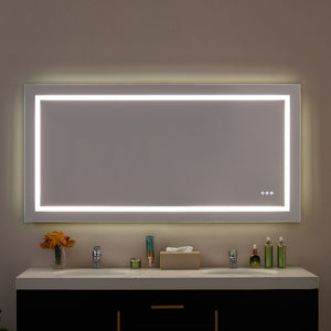 English Elm 60x30inch LED Bathroom Mirror with RGB Gradient, 3000-6000K Dimmable, Anti-Fog IP54, UL-Certified Mountable W2091P338771