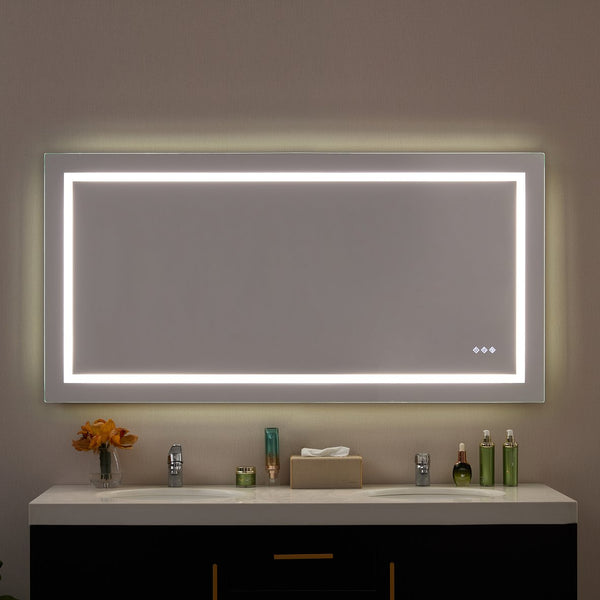 English Elm 60x30inch LED Bathroom Mirror with RGB Gradient, 3000-6000K Dimmable, Anti-Fog IP54, UL-Certified Mountable W2091P338771