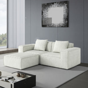 English Elm Modular Modular Sofa: Luxurious Cream Corduroy Cloud Velvet, Convertible Oversized Sofa Bed With Footrest W3147S00007
