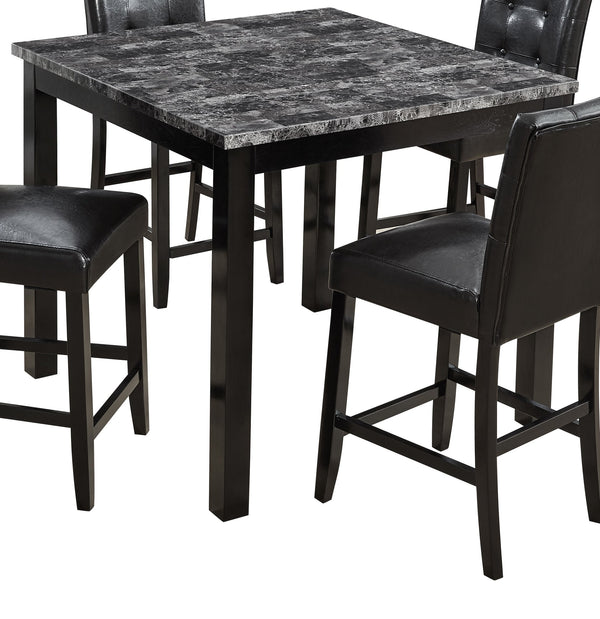 English Elm Beautiful 5pc Counter Height Dining Set with Square Table and Faux Leather Upholstered Chairs, Modern Chic Design Gray 46.25 L x 46.25 W x 14 H ESFTID593-5PC-SHB