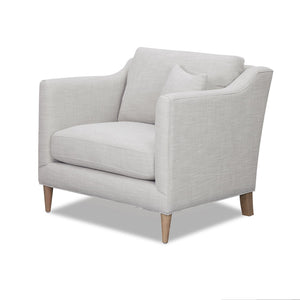 JLA Home Chapel Hill - Chair Contemporary Beige Upholstered Accent with High Track Arms, Removable Foam Cushion, Oak Legs CH100-1000