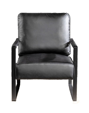 English Elm Classic Mid Century Modern Accent Chair - Stylish Black Pu Leather Armchair For Living Spaces & Offices B2735P256729