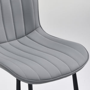 English Elm Dining Chairs Set of 2 Grey Faux Leather with Spindle Back, Adjustable Feet, Metal Legs—Mid‑Century Chic T3623P409233