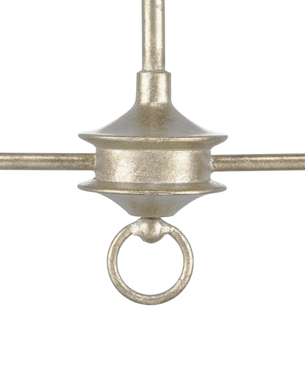 Currey & Company Nottaway Linear Champagne Chandelier - Elegant Design, Adjustable Height, Perfect For Dining & Kitchen Silver Wrought Iron 9000-1312-currey-company