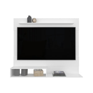 English Elm Floating White Entertainment Center for TVs up to 55" — Modern Engineered Wood, Superior Shelf, Eco-Friendly Compliance B097P296807