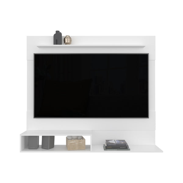 English Elm Floating White Entertainment Center for TVs up to 55" — Modern Engineered Wood, Superior Shelf, Eco-Friendly Compliance B097P296807