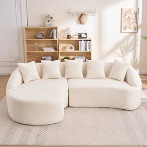 English Elm New Chenille L-shaped Sectional Curved Chaise Modular Sofa for Modern Living Spaces W2231S00053