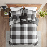 Woolrich Hudson Valley Cottage/Country Down Alternative Comforter Set WR10-3854 Grey/Black Buffalo Check