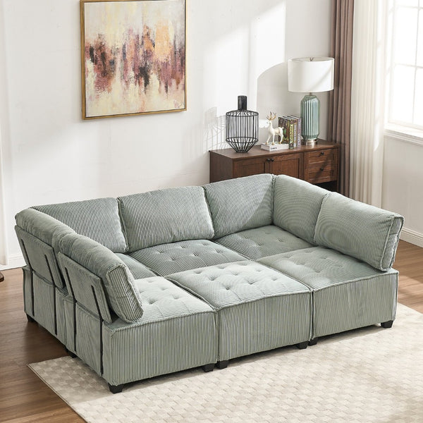 English Elm United Modular Sectional Sofa - U-Shaped Reversible Chaise Couch For Stylish Living & Comfort W1568S00152-GIGA