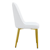 English Elm 2 Modern Dining Chairs, Sleek Pu Leather Backrest, and Gold Metal Legs Bring A Comfortable Home Experience To The Kitchen, Bedroom, and Office.