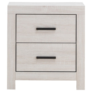 English Elm Brantford Barrel 2-Drawer Nightstand with Rustic Barrel Finish, Matte Bronze Handles, Ample Storage White B062P344907