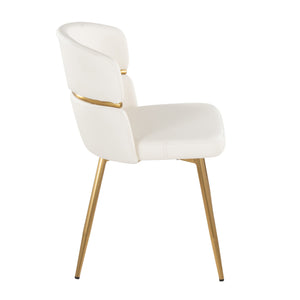 English Elm Cinch Glam Art Deco Dining Chair with Gold Metal Accent and Faux Leather Upholstery, Set of 2 White B202P223457