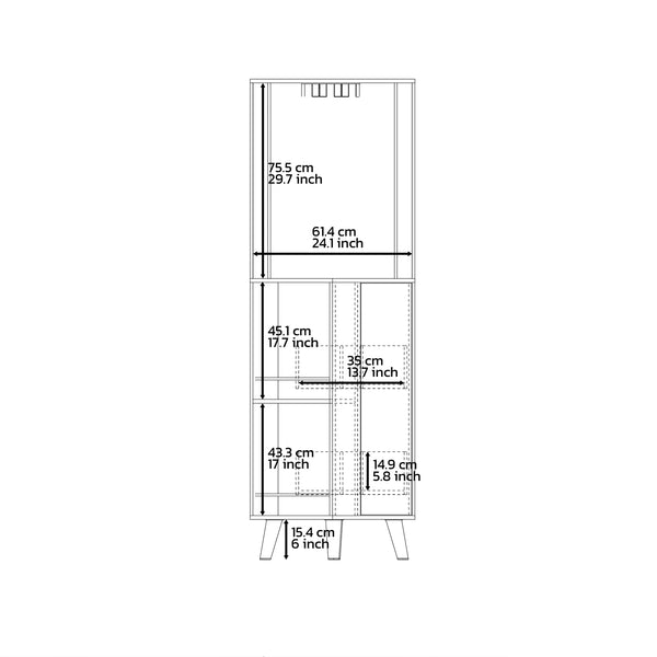 English Elm Corner Corner Bar Cabinet Dark Brown Engineered Wood w/ Cup Rack, Drawer & 4 Shelves for Entertaining B097S00089