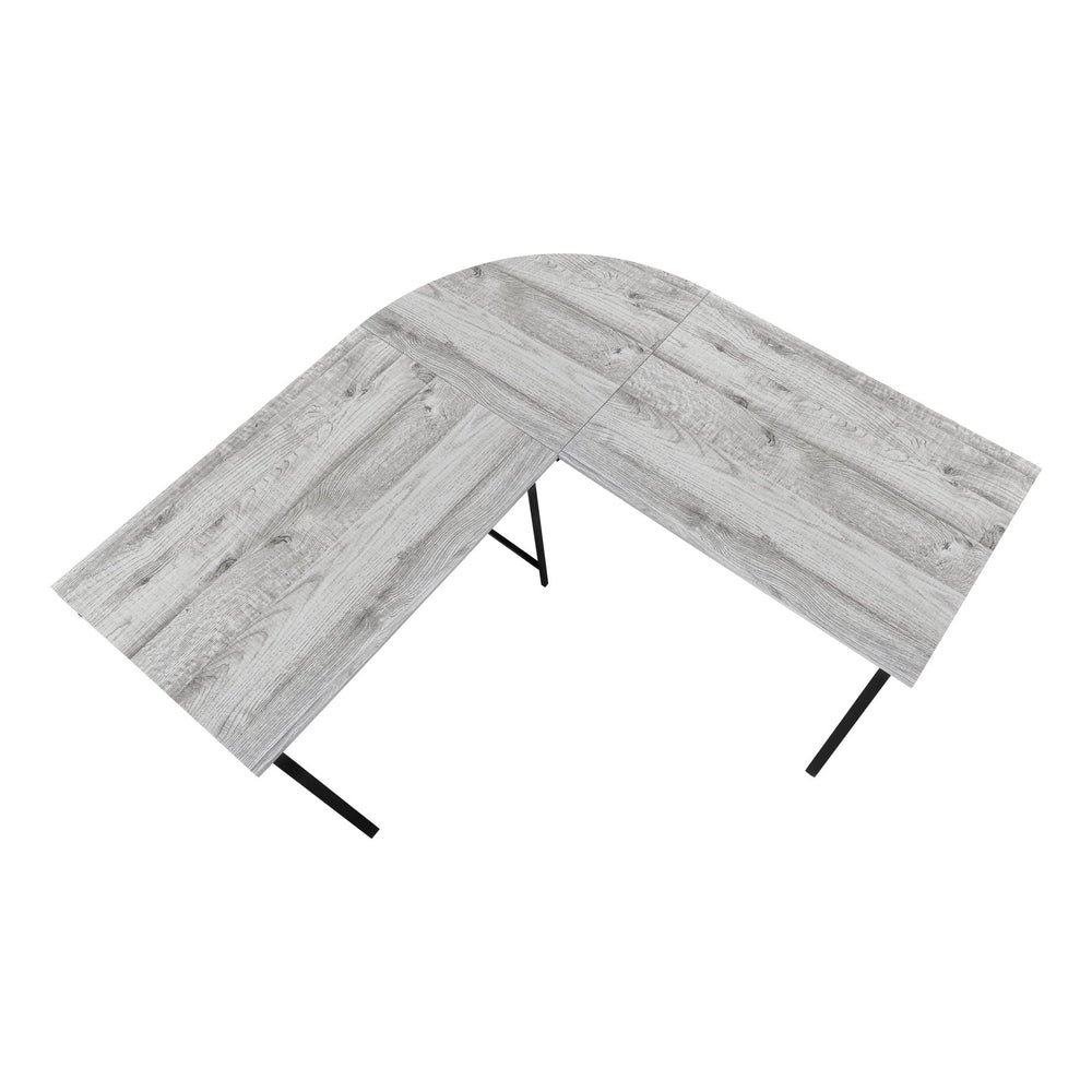 English Elm Computer L-Shape Desk 55" Corner Office Workspace with Spacious Laminate Top and Black Metal Base Grey 36 L x 25 W x 8 H B2710P219640