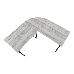 English Elm Computer L-Shape Desk 55" Corner Office Workspace with Spacious Laminate Top and Black Metal Base Grey 36 L x 25 W x 8 H B2710P219640