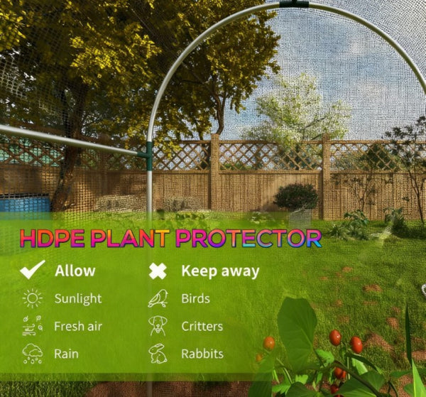 English Elm Plant Cage Galvanized Steel Garden Enclosure with Hdpe Mesh and Zippered Walk-in Door T3971P423118