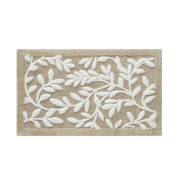 JLA Home Madison Park - Cotton Tufted Leaf Bath Rug with OEKO-TEX Safety, Plush Absorbent Cotton, Skid-Resistant Backing 34 L x 21 W x 0.5H MP72-8341