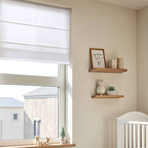 JLA Home Madison Park - Cordless Roman Blind with Basketweave Fabric — Child-Safe Thermal Shade, Energy-Saving Window Solution Matte white MP40-8791