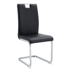 English Elm Set of 2 Gloss Pu Bow-back Dining Chairs with Ergonomic Curved Support for Modern Lofts Black W1512P491846