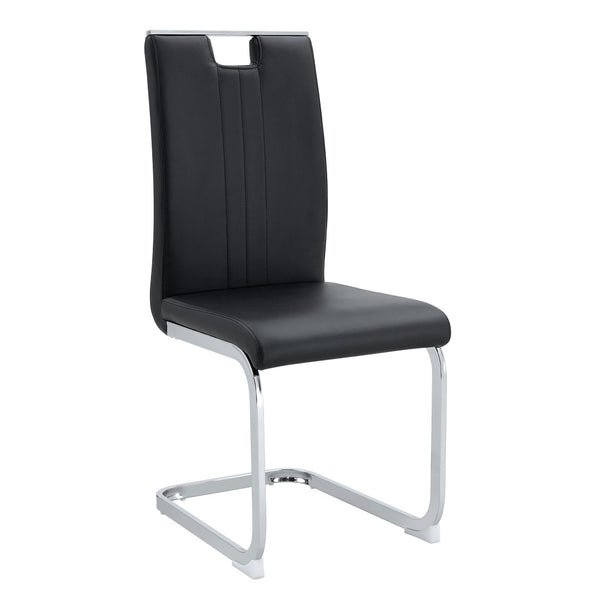 English Elm Set of 2 Gloss Pu Bow-back Dining Chairs with Ergonomic Curved Support for Modern Lofts Black W1512P491846