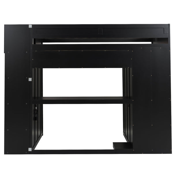 English Elm Gaming Full Loft Bed with Built-in Desk Led Lights and Storage for Teen Rooms N709P004103J