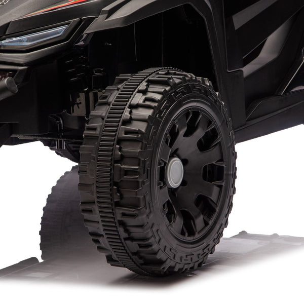 English Elm 24v Kids Utv Ride on with Dual 80w Motors Remote Control and Four Wheel Suspension Black W1578P342134