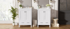 English Elm 48-Inch Modern Bathroom Vanity with Dual Ceramic Sinks, Ample Soft-Close Storage and Stylish Design White N729P000009K