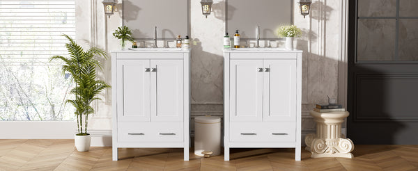 English Elm 48-Inch Modern Bathroom Vanity with Dual Ceramic Sinks, Ample Soft-Close Storage and Stylish Design White N729P000009K