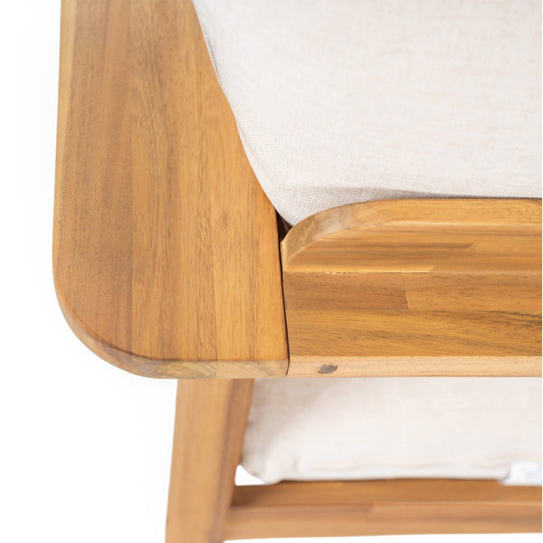 English Elm Terassi Solid Acacia Wood Patio Sofa with Teak Finish and Beige Cushioned Seating N775P370352T