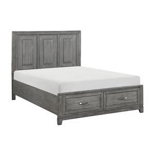 English Elm Gray Queen Platform Bed with Storage Drawers - Garretson Rustic Okume Veneer, Low-Profile Modern Frame B011S01555