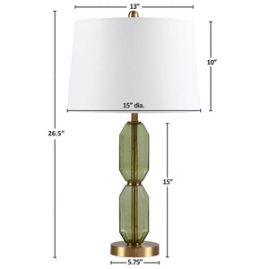 English Elm Faceted Glass Table Lamp with Gold Accents, Sculpted Faceted Base, 26.5"H Statement Lighting Green 17.25 L x 16 W x 16 H B035P264525