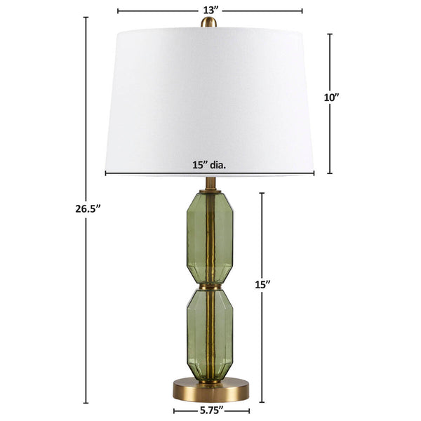 English Elm Faceted Glass Table Lamp with Gold Accents, Sculpted Faceted Base, 26.5"H Statement Lighting Green 17.25 L x 16 W x 16 H B035P264525