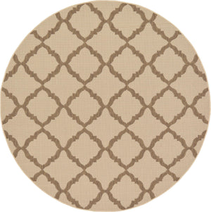 Unique Loom Outdoor Trellis Raised Trellis Machine Made Geometric Rug Beige, Beige/Brown 6' 1" x 6' 1"