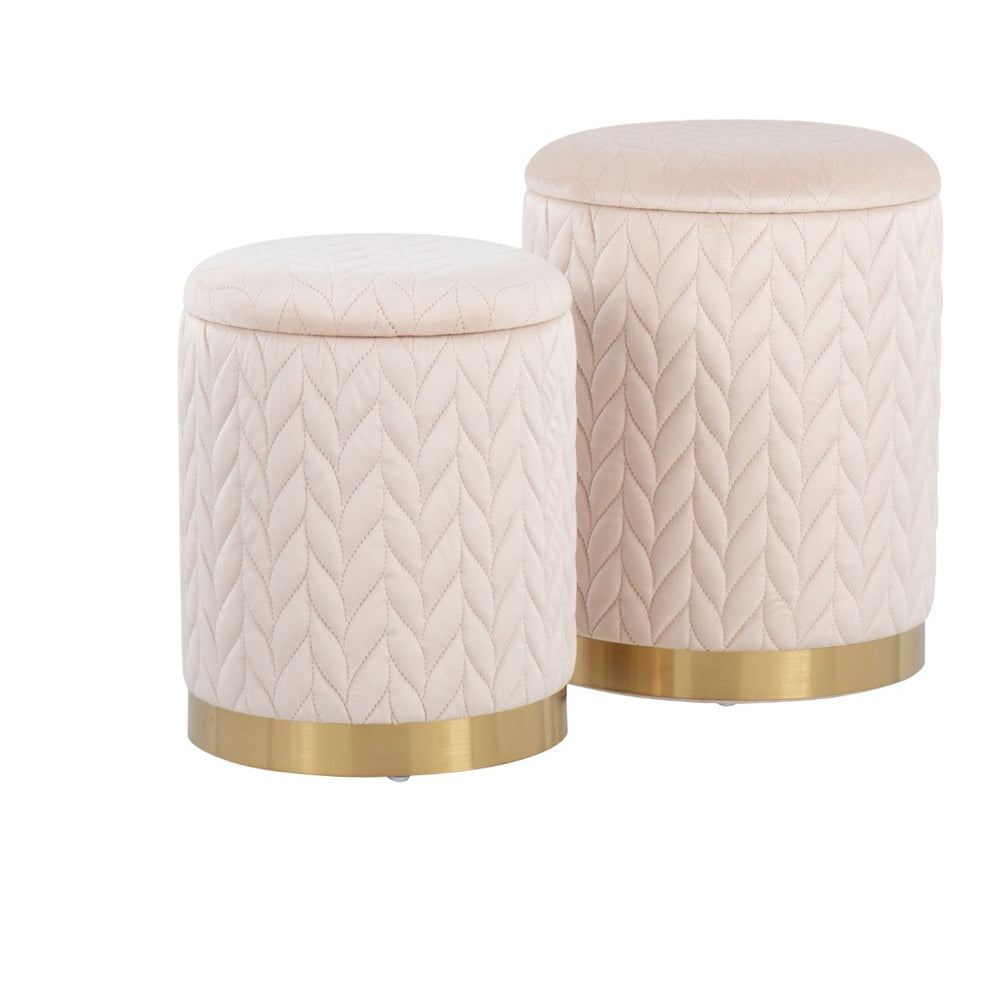 English Elm Ottoman Set Nesting Storage Cubes Upholstered in Rich Fabric for Modern Living Spaces B202P471500