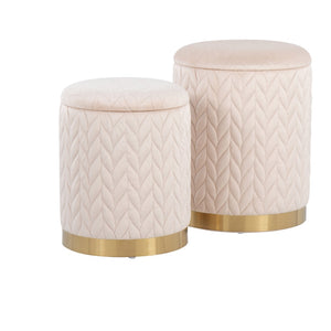 English Elm Ottoman Set Nesting Storage Cubes Upholstered in Rich Fabric for Modern Living Spaces B202P471500