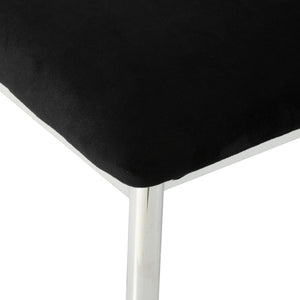 English Elm Modern Velvet Upholstered Dining Chairs Set of 2 with Electroplated Legs for Kitchen Black W210P301599